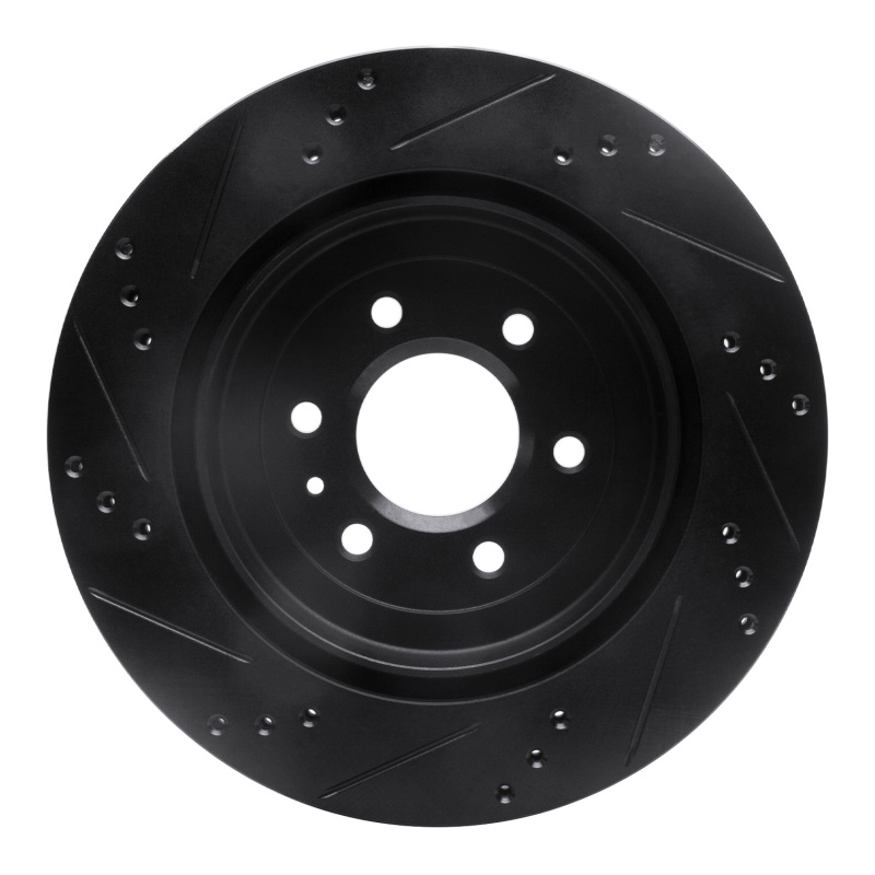 Cadillac SRX Brake Rotor (1) - Rear Right - R1 Concepts - Drilled & Slotted - Black - `04-`09